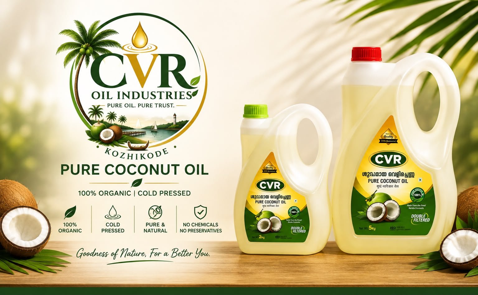 CVR Oil Industries logo with 2kg and 5kg cans